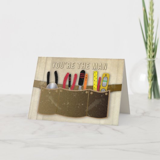 Verjaardag, papa, toolbelt en gereedschap kaart (Voorkant)