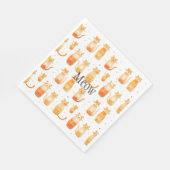 Verjaardag papieren servet met oranje katten (Hoek)