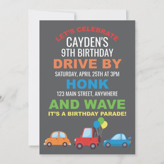 Verjaardag Parade Uitnodiging Quarantaine verjaard (Voorkant)