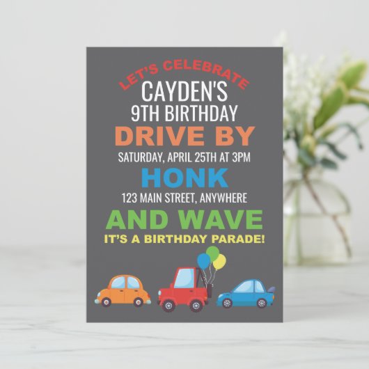 Verjaardag Parade Uitnodiging Quarantaine verjaard (Staand voorkant)