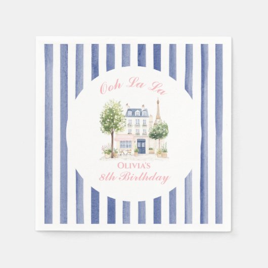 Verjaardag Parijs Parijse Cafe Tea Party Servet (Voorkant)
