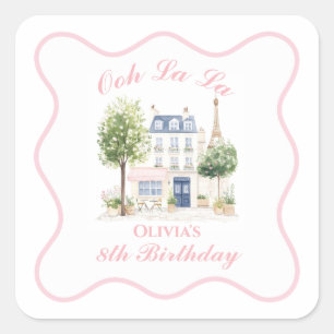 Verjaardag Parijs Parijse Café Theepartij Vierkante Sticker