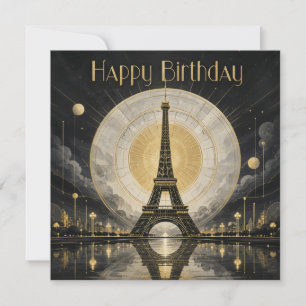 Verjaardag Paris Eiffeltoren Gouden Deco Kaart