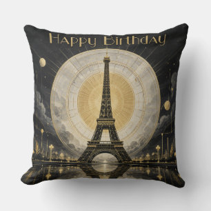 Verjaardag Paris Eiffeltoren Gouden Deco Kussen
