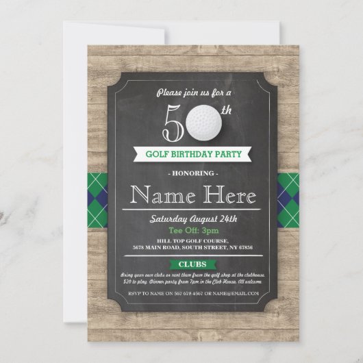 Verjaardag Party Golf Ball 40e 50e 60e Uitnodiging (Voorkant)