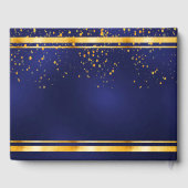 Verjaardag Party marine blauw goud confetti Gastenboek (Achterkant)