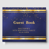 Verjaardag Party marine blauw goud confetti Gastenboek (Voorkant)