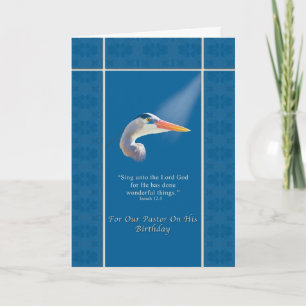 Verjaardag, Pastor, Religieus, Grote Blauwe reiger Kaart