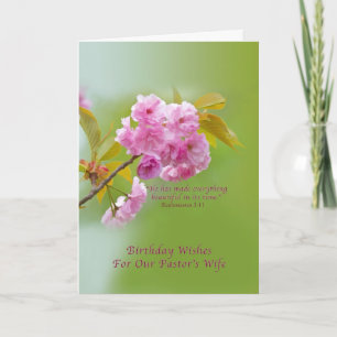 Verjaardag, Pastor's Wife, Kersenbloesems, Religie Kaart