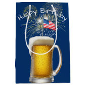 Verjaardag Patriottisch Bier met Sparklers Medium Cadeauzakje (Voorkant)