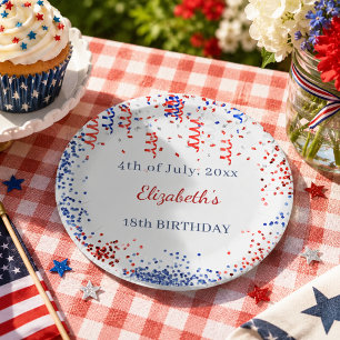 Verjaardag patriottisch USA rood wit blauw Papieren Bordje