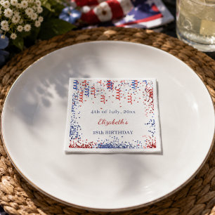 Verjaardag patriottisch USA rood wit blauw Servet