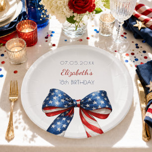 Verjaardag patriottisch USA rood wit blauw vlag li Papieren Bordje