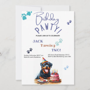 Verjaardag Pawty Rottweiler Dog Gepersonaliseerd V Kaart