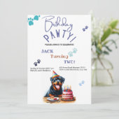 Verjaardag Pawty Rottweiler Dog Gepersonaliseerd V Kaart (Staand voorkant)