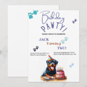 Verjaardag Pawty Rottweiler Dog Gepersonaliseerd V Kaart (Voorkant / Achterkant)