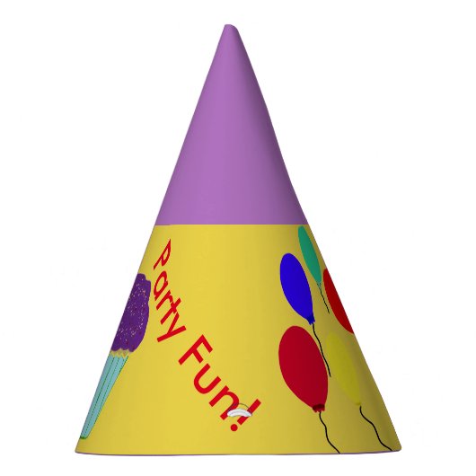 Verjaardag Petten Paarse Frosting Cupcake Balloons Feesthoedjes (Rechts)