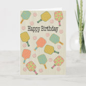 Verjaardag pickleball rackets en ballen kaart (Voorkant)