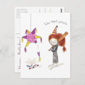 Verjaardag Pinata Briefkaart (Voorkant / Achterkant)