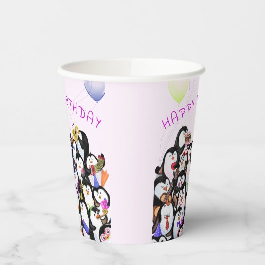 Verjaardag Pinguïn Party Paper Cups - Aangepaste t Papieren Bekers (Links)