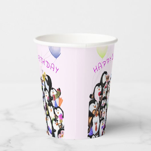 Verjaardag Pinguïn Party Paper Cups - Aangepaste t Papieren Bekers (Rechts)