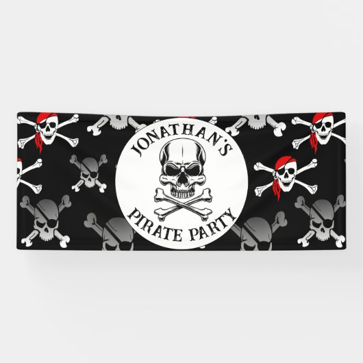 Verjaardag piratenschepen spandoek (Horizontaal)