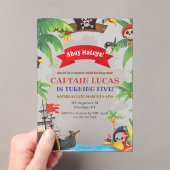 Verjaardag piratenschip Ahoy Matey Boys Acryl Uitnodigingen (Insitu (Draagbaar))