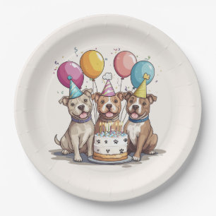 Verjaardag Pit Bull Dogs Papieren Bordje