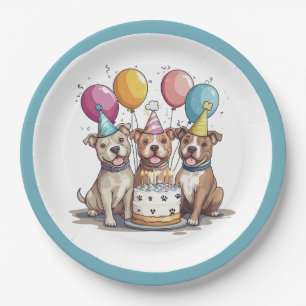Verjaardag Pit Bull Dogs Papieren Bordje