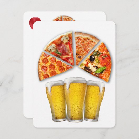 Verjaardag Pizza Party Uitnodiging (Voorkant / Achterkant)