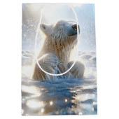 Verjaardag Polar Beer spatten in Arctisch water Medium Cadeauzakje (Voorkant)