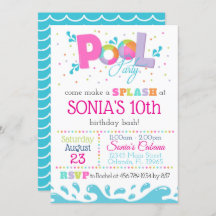 Verjaardag Pool Party Uitnodiging Roze