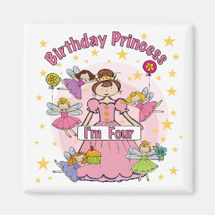 Verjaardag Prinses Ik ben Vier T-shirts en Geschen Magneet