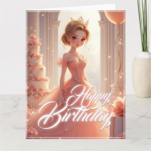Verjaardag prinses in een dromerige roze jurk kaart