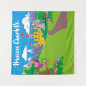 Verjaardag Prinses Naam Party Selfie Foto Eenhoorn Wandkleed (Voorkant)