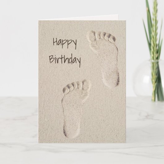 Verjaardag Prints op blote voeten in Sand Kaart (Voorkant)