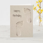 Verjaardag Prints op blote voeten in Sand Kaart (Gele Bloem)