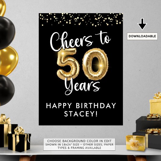 Verjaardag Proost op 50 jaar Welkom Teken Poster