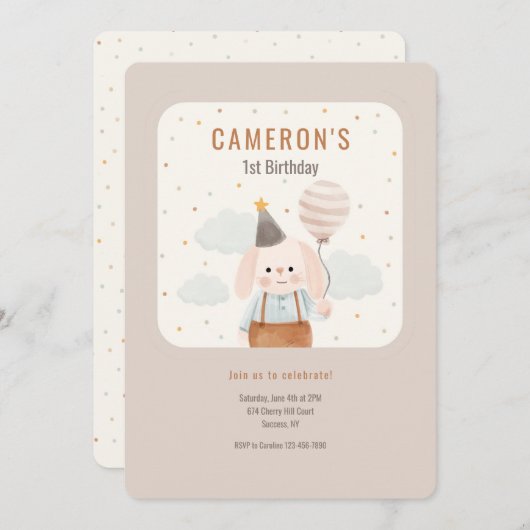 Verjaardag Pup Eerste Verjaardag Uitnodiging (Voorkant / Achterkant)