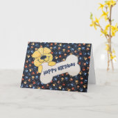 Verjaardag Quilt Dog Design met Bone Kaart (Gele Bloem)