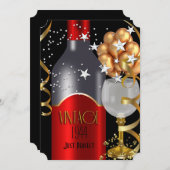 verjaardag Red Wine Black Silver Kaart (Voorkant / Achterkant)