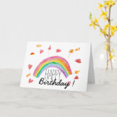 Verjaardag - Regenboog - Blank - Matte Kaart (Gele Bloem)