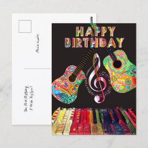 Verjaardag Regenboog Gitaar Piano Briefkaart