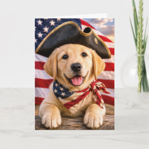 Verjaardag Retriever Puppy met een Driehoekige Hoe Kaart