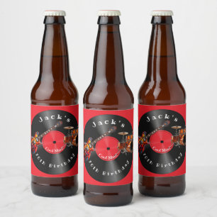 Verjaardag Retro Vinylplaat Rockmuziek Gitaar Bier Etiket