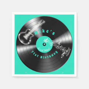 Verjaardag Retro Vinylplaat Rockmuziek Gitaar Servet