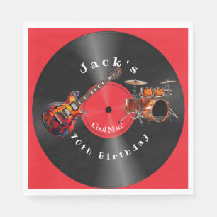 Verjaardag Retro Vinylplaat Rockmuziek Gitaar Servet