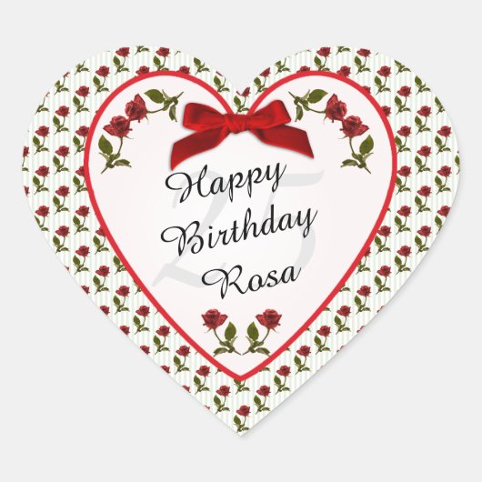 Verjaardag - Rode rozen bloemenfotografie Hart Sticker (Voorkant)