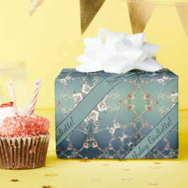 Verjaardag Romantische Rozen Blauw Cadeaupapier