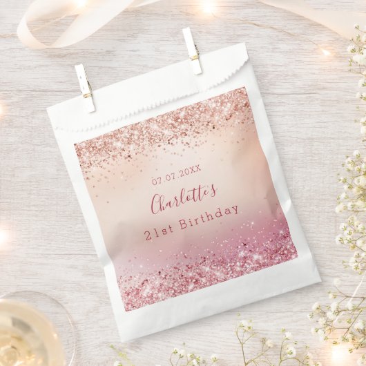 Verjaardag roos goud roze bedankzakje (Geknipt)